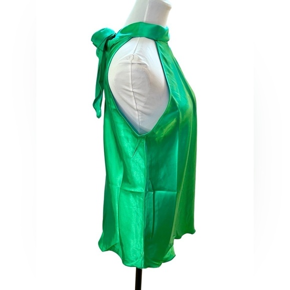 Tash + Sophie High Neck Halter Blouse in Emerald Green Satin - Size Medium 💚 - Picture 8 of 11